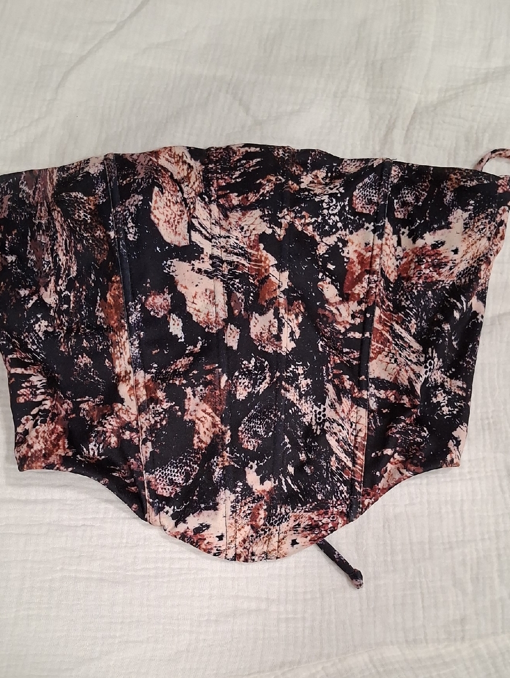 Windsor Black and Blush Abstract Print Strapless Corset Top